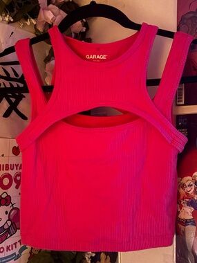 Garage Hot Pink Ribbed Cutout Tank Top - Women's